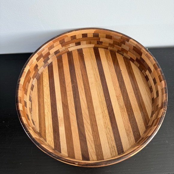 Vintage | Large 11 Inch Segmented Wood Bowl Handcrafted Artisan Turned Art Mixed - Picture 2 of 8